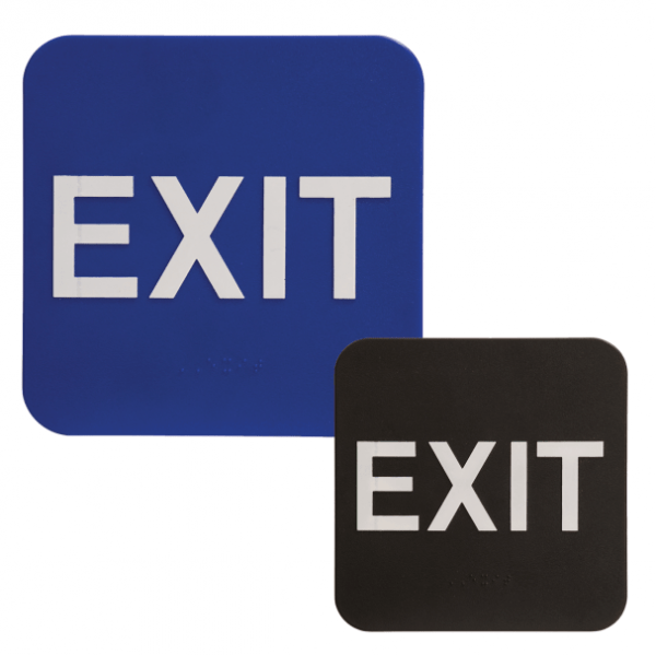 EXIT Braille ADA Sign - 6 x 6 - Blue or Black