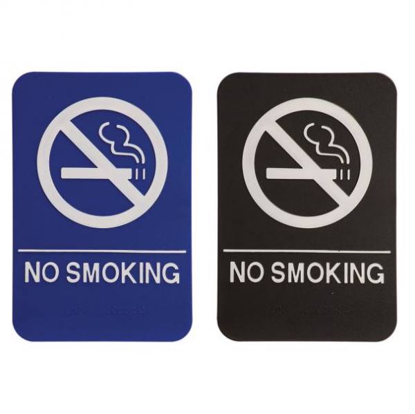 NO SMOKING Braille ADA Sign - 6 x 9 - Blue or Black