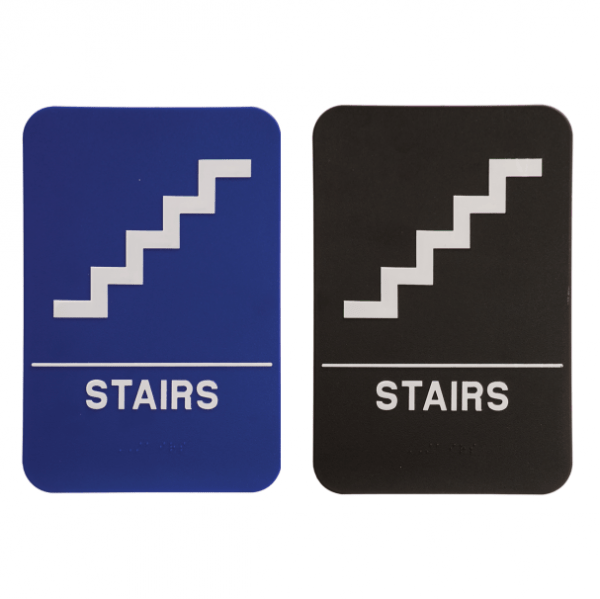 Stairs Braille ADA Sign - 6 x 9 - Blue or Black