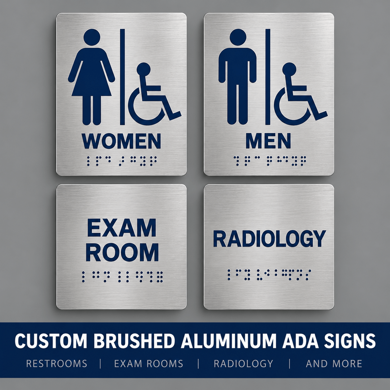 brused aluminum signs